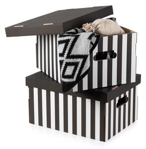 Kartonske kutije za pohranu u setu 2 kom s poklopcem Stripes – Compactor