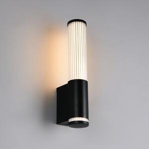 Trio Lighting Zidna LED svjetiljka Stefano, mat crna, visina 29 cm, metal, IP44, Crno, kupaonica, Plastika