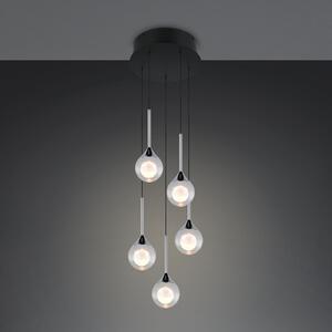 Trio Lighting LED viseća svjetiljka Calista, kromirana, Ø 31 cm, metal/staklo, za 5 sijalica, prigušiva, Krom, Dnevni boravak/blagovaonica, Metal
