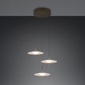 Trio Lighting LED viseća svjetiljka Amalo, platinaste boje, Ø 67 cm, metal, CCT, 3 svjetla, prigušiva, Metalik, Dnevni boravak/blagovaonica, Metal