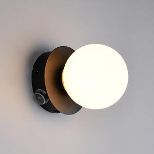 Trio Lighting Zidna svjetiljka Alfio, Ø 11 cm, mat crna, metal/staklo, IP44, Crno, kupaonica, Metal