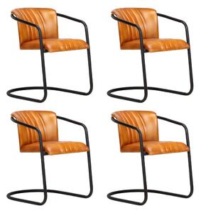 VidaXL Blagovaonske stolice od prave kože 4 kom oker