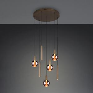 Trio Lighting Melaro LED viseća lampa, Ø 59 cm, platina, metal/staklo, CCT, 7 svjetiljki, prigušiva, Metalik, Dnevni boravak/blagovaonica, Metal