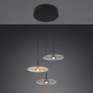Trio Lighting LED viseća lampa Sirena, crna/jantarna/dimljena, Ø 41 cm, staklo, 3 svjetla, prigušiva, Bež, Dnevni boravak/blagovaonica, Staklo