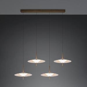 Trio Lighting LED viseća svjetiljka Amalo, platinaste boje, duljina 146 cm, CCT, 4 svjetla, prigušiva, Metalik, Dnevni boravak/blagovaonica, Metal
