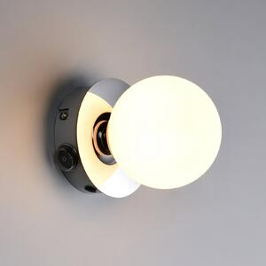 Trio Lighting Zidna svjetiljka Alfio, Ø 11 cm, kromirana, metal/staklo, IP44, Krom, kupaonica, Metal