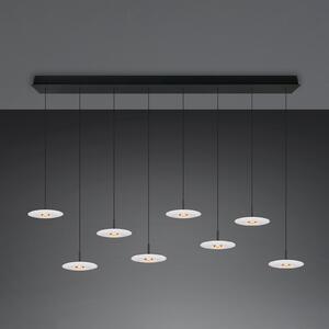 Trio Lighting LED viseća lampa Sirena, bijela, duljina 167 cm, staklo, CCT, 8 svjetiljki, prigušiva, Bijela, Dnevni boravak/blagovaonica, Staklo