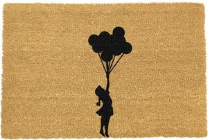 Otirač od prirodnog kokosovog vlakna Artsy Doormats Flying Balloon Girl, 40 x 60 cm