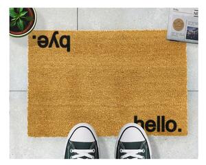 Crna mat prirodni kokosove Artsy Doormats Hello Bye, 40 x 60 cm