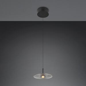 Trio Lighting LED viseća svjetiljka Sirena, crna/dimno siva, Ø 20 cm, staklo, CCT, prigušiva, Sivo, Dnevni boravak/blagovaonica, Staklo