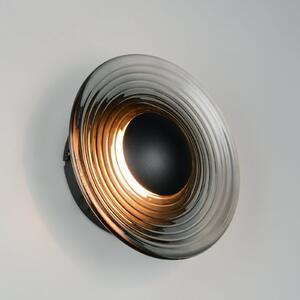 Trio Lighting Zidna svjetiljka Sirena LED, crna/dimno siva, Ø 20 cm, staklo, CCT, prigušiva, Sivo, Dnevni boravak/blagovaonica, Staklo