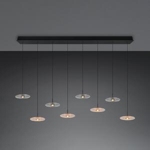 Trio Lighting LED viseća lampa Sirena, crna/jantar/dimljena, 167 cm, staklo, 8 svjetiljki, prigušiva, Bež, Dnevni boravak/blagovaonica, Staklo