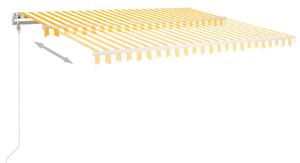 Tenda na ručno uvlačenje sa stupovima 4,5 x 3 m žuto-bijela