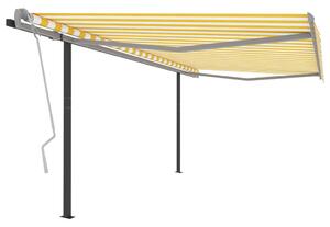 Tenda na ručno uvlačenje sa stupovima 4,5 x 3 m žuto-bijela