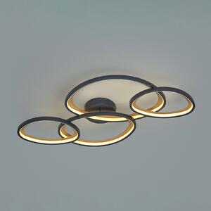 Trio Lighting Sivo LED stropno svjetlo, duljina 103 cm, mat crna, metal CCT, prigušiva, Crno, Dnevni boravak/blagovaonica, Metal
