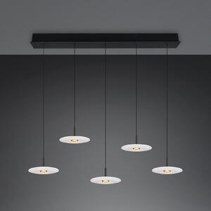 Trio Lighting LED viseća lampa Sirena, bijela, duljina 104 cm, staklo, CCT, 5 svjetiljki, prigušiva, Bijela, Dnevni boravak/blagovaonica, Staklo