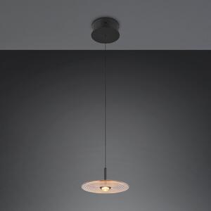Trio Lighting LED viseća svjetiljka Sirena, crna/jantar, Ø 20 cm, staklo, CCT, prigušiva, Bež, Dnevni boravak/blagovaonica, Staklo