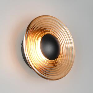 Trio Lighting Zidna svjetiljka Sirena LED, crna/jantar, Ø 20 cm, staklo, CCT, prigušiva, Bež, Dnevni boravak/blagovaonica, Staklo