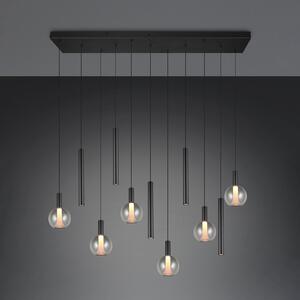 Trio Lighting LED viseća svjetiljka Melaro, duljina 120 cm, crni metal/staklo, 11 sijalica, prigušiva, Crno, Dnevni boravak/blagovaonica, Metal