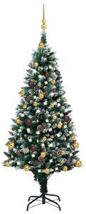 VidaXL Umjetno osvijetljeno božićno drvce s kuglicama i šiškama 150 cm