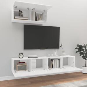 3-dijelni set TV ormarića sjajni bijeli konstruirano drvo