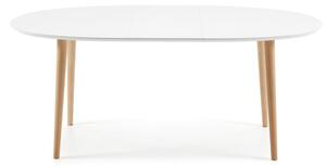 Bijeli proširiv blagovaonski stol s bijelom pločom stola 90x140 cm Oqui – Kave Home