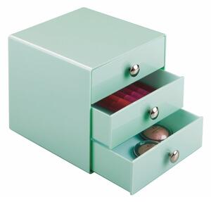 Mint zelena kutija sa tri ladice iDesign Drawers, visina 16,5 cm