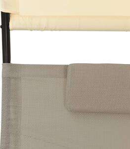 Dvostruka ležaljka s krovom od tekstilena smeđe-siva i krem