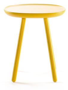 Žuti stolić od prirodnog masivnog drveta EMKO Naïve, ø 45 cm