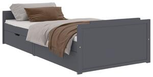 VidaXL Okvir za krevet s ladicama tamnosivi 90x200 cm masivna borovina