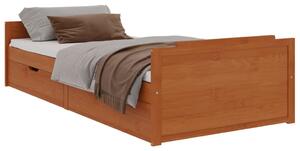 VidaXL Okvir za krevet s ladicama boja meda 90x200 cm masivna borovina