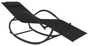 VidaXL Ljuljajuća ležaljka za sunčanje od čelika i tekstilena crna