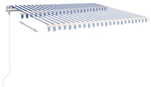 Tenda na ručno uvlačenje sa stupovima 4,5 x 3 m plavo-bijela