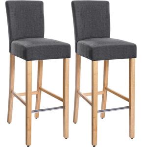 Set od 2 tapecirane barske stolice s naslonom, tamno sive | SONGMICS