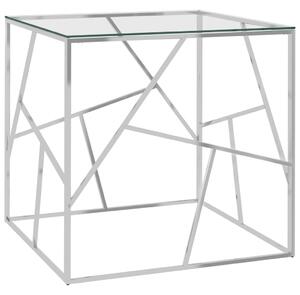 VidaXL 289016 Coffee Table Silver 55x55x55 cm Stainless Steel and Glass