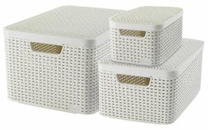 Curver 421844 "Style" Storage Basket with Lid 3 pcs White 240652