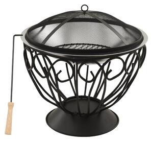 VidaXL 313360 2-in-1 Fire Pit and BBQ with Poker 59x59x60 cm Stainless Steel