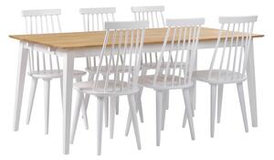Blagovaonski stol od hrastovine s bijelim nogama Rowico Mimi, 180 x 90 cm