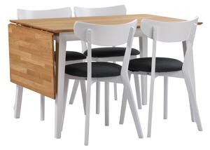 Rasklopivi blagovaonski stol od hrastovine s bijelim nogama Rowico Mimi, 120 x 80 cm