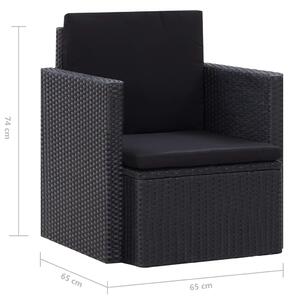 Vrtna stolica od poliratana s jastucima crna