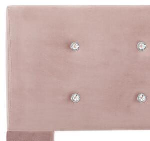 Krevet s madracem ružičasti baršunasti 140 x 200 cm