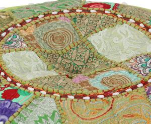 VidaXL Tabure s patchworkom okrugli pamučni 40 x 20 cm zeleni