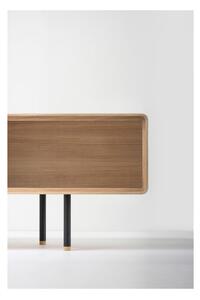 TV stol od hrastovine u crnoj prirodnoj boji 200x48 cm Fina - Gazzda