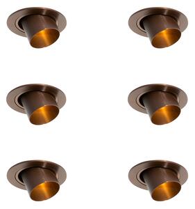 Set od 6 ugradbenih reflektora tamna bronca GU10 35 mm okrugli nagibni - Installa