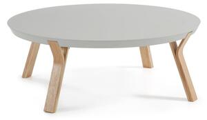 Svijetlosivi stolić s jasenovim nogama Kave Home Solid, Ø 90 cm