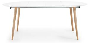 Bijeli proširiv blagovaonski stol s bijelom pločom stola ø 120 cm Oqui – Kave Home