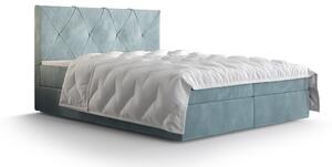 Zondo Bračni krevet Boxspring 140 cm Athena (sivo plava) (s madracem i prostorom za odlaganje). 1046356