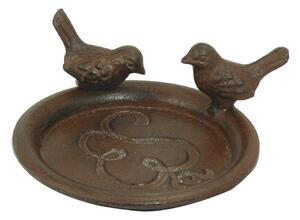 Smeđa pojilica za ptice od lijevanog željeza Esschert Design Antik