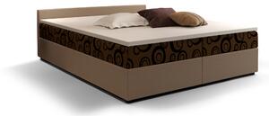 Zondo Bračni krevet Boxspring 140 cm Ceren (uzorak + svijetlosmeđa) (s madracem i prostorom za odlaganje). 1046411