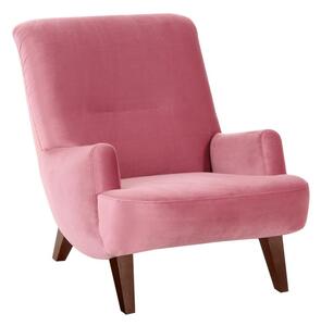 Ružičasta fotelja sa smeđim nogama Max Winzer Brandford Suede